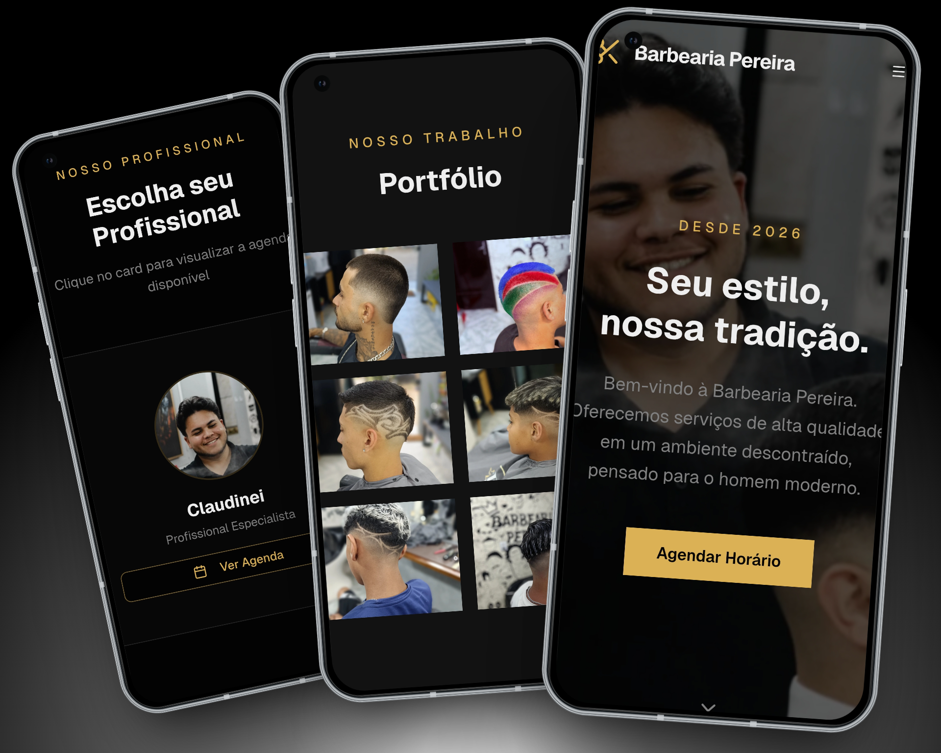 Exemplo de site de agendamento personalizado pelo T3 Barber