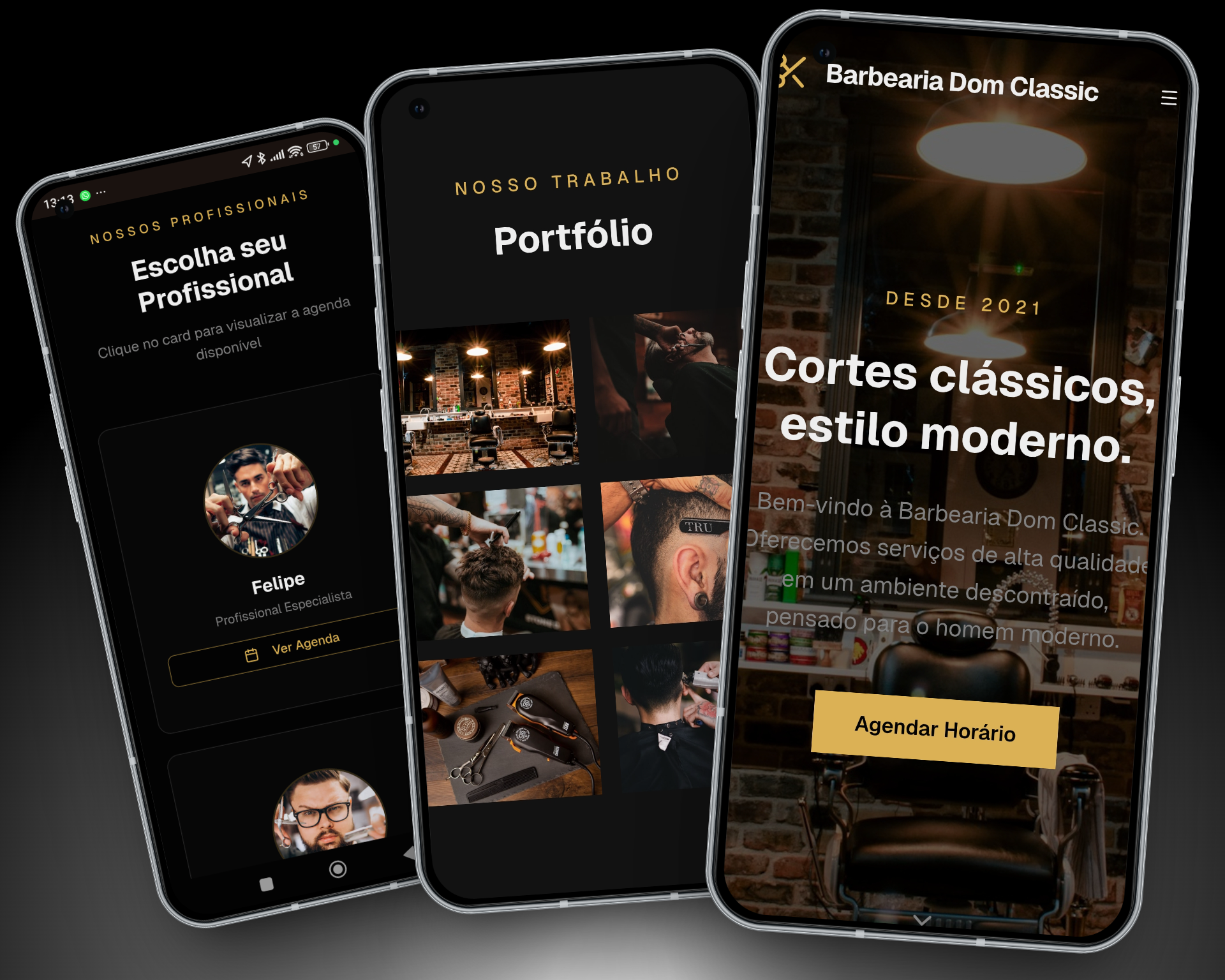 Exemplos de sites personalizados para cada barbearia